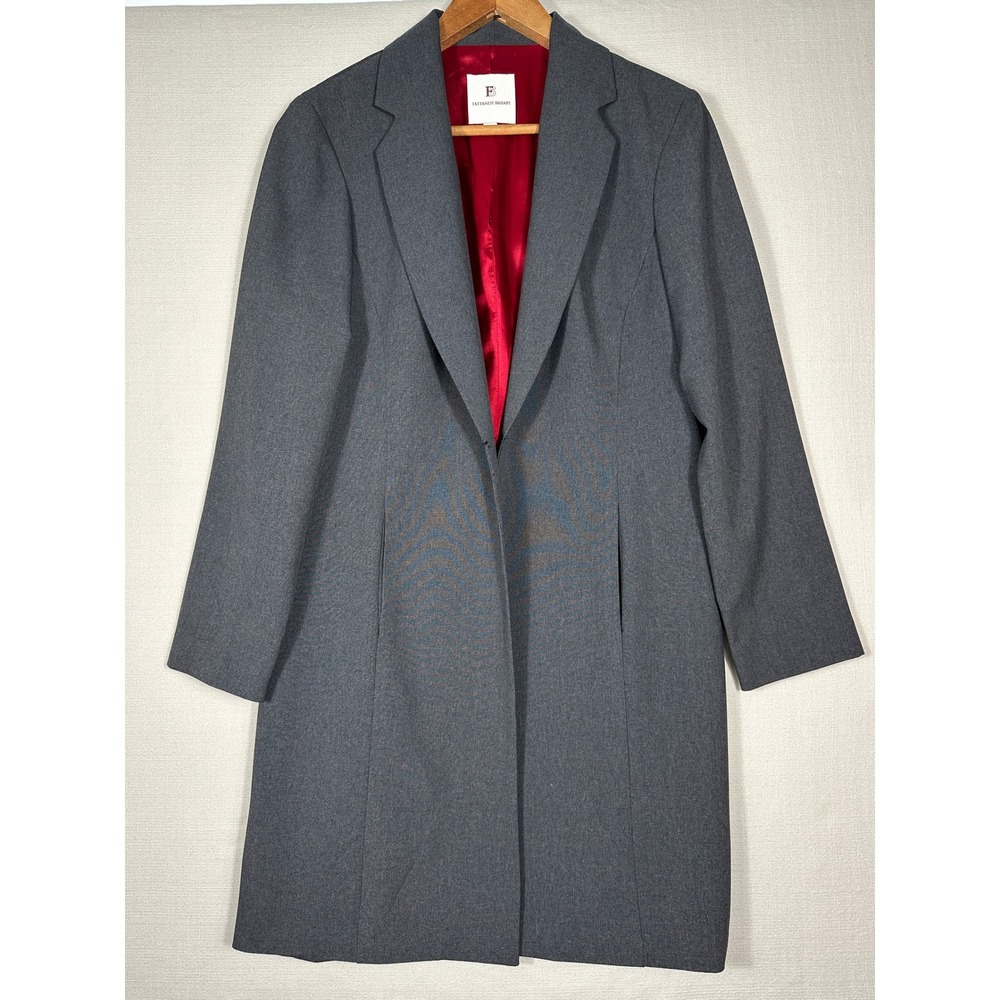Fattaneh‎ Bahari Longline Blazer Womens 10 Gray Red Lining Made in USA